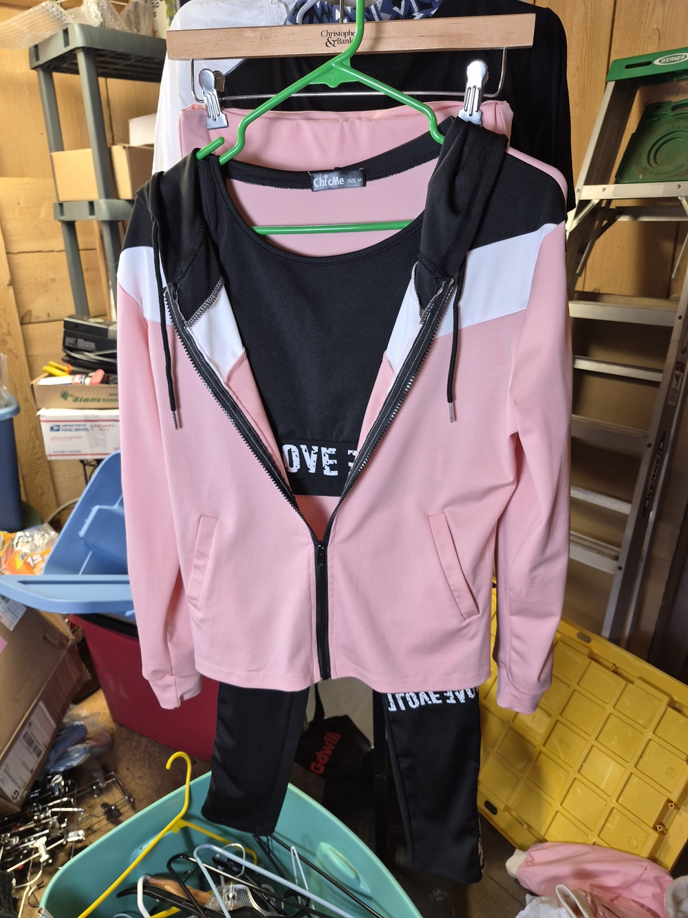 ChicNove Pink Black White Colorblock Dance Tracksuit Set Bin 64